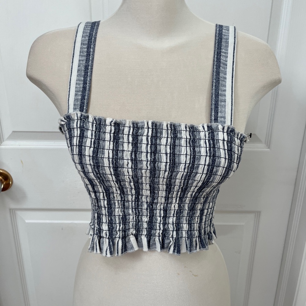 BWT Rewash Navy and White Striped Crop Top size large